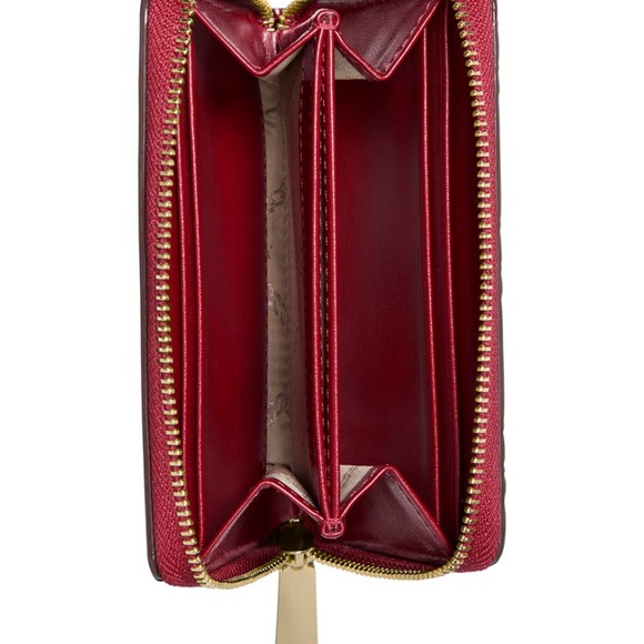 ♥️MICHAEL KORS♥️Deep Red Rouge Jet Set Small Zip Around Card Case w/Gift Box/NWT - Picture 3 of 8